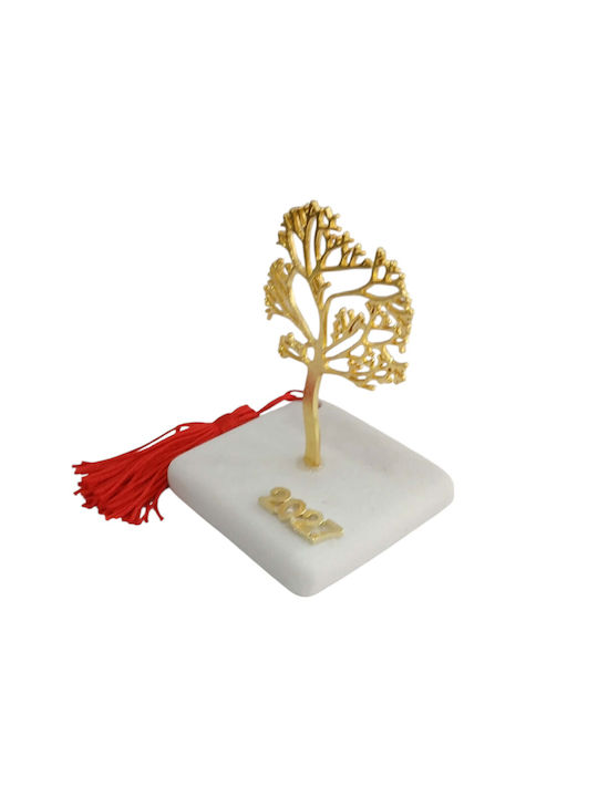 Kalliopi Silver Handgefertigter Tischplatten Glücksbringer Bäumchen Gold aus Stein 2027 6x11cm