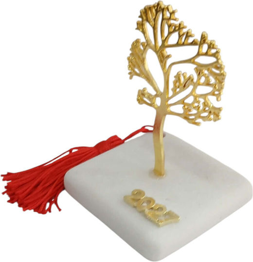 Kalliopi Silver Handmade Tabletop New Year's Lucky Charm Little Tree Gold Stone 2027 6x11cm