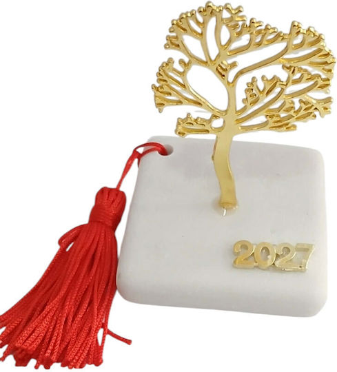Kalliopi Silver Handmade Tabletop New Year's Lucky Charm Little Tree Gold Stone 2027 6x11cm
