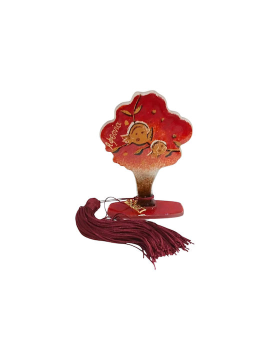 Kalliopi Silver Handmade Tabletop New Year's Lucky Charm Little Red Tree Made of Glass 2027 8x12cm