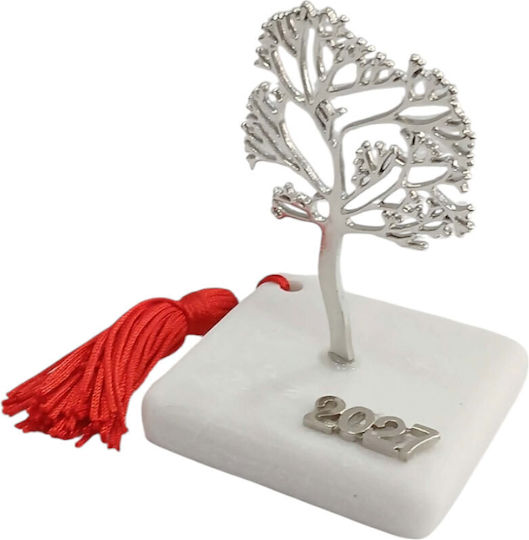 Kalliopi Silver Handmade Tabletop New Year's Lucky Charm Little Silver Tree Made of Stone 2027 6x11cm