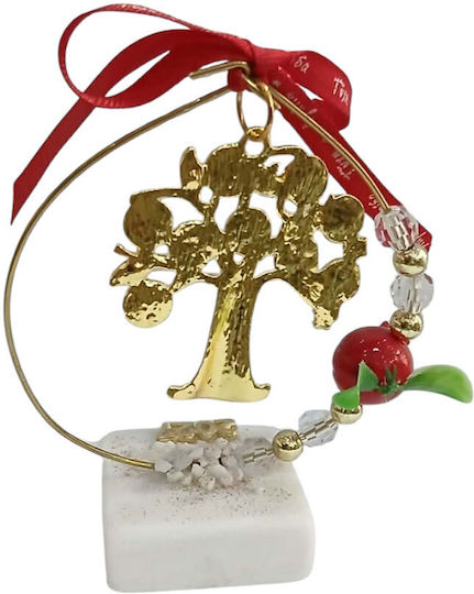 Kalliopi Silver Tabletop New Year's Lucky Charm Little Golden Tree Made of Stone 2027 5x13cm