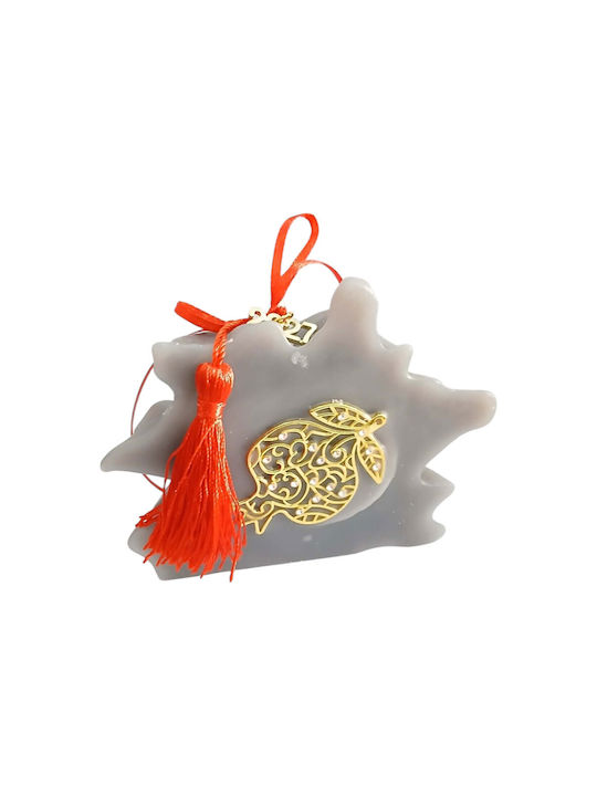 Kalliopi Silver Tabletop New Year's Lucky Charm Pomegranate Grey Wax Polish 2027 10x12cm