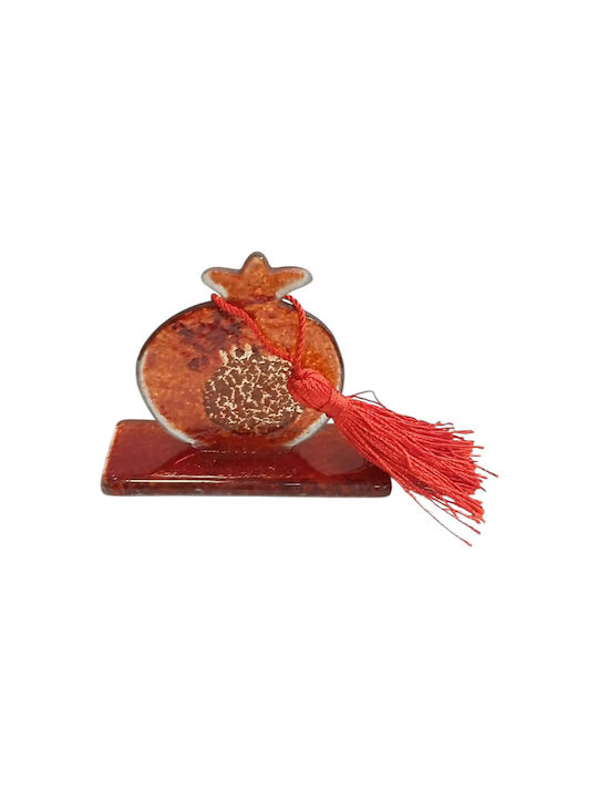 Kalliopi Silver Handmade Tabletop New Year's Lucky Charm Red Pomegranate Made of Glass 2027 5.5x7cm