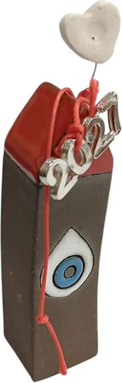 Kalliopi Silver Handmade Tabletop New Year's Lucky Charm Home Black Ceramic 2027 2x8cm