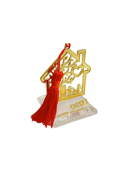 Kalliopi Silver Tabletop New Year's Lucky Charm Home Gold Made of Plexiglass 2027 5x6cm