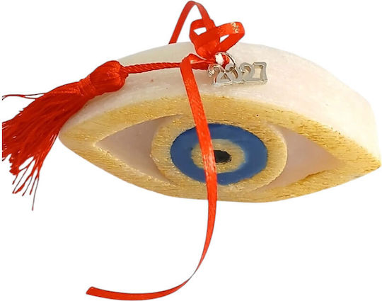 Kalliopi Silver Tabletop New Year's Lucky Charm Eye Made of Wax Polish 2027 10x15cm
