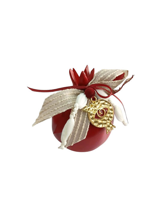 Kalliopi Silver Tabletop New Year's Lucky Charm Red Ceramic Pomegranate 2027 10x10cm