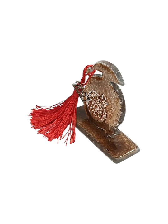 Kalliopi Silver Handmade Tabletop New Year's Lucky Charm Brown Pomegranate Made of Glass 2027 5.5x7cm