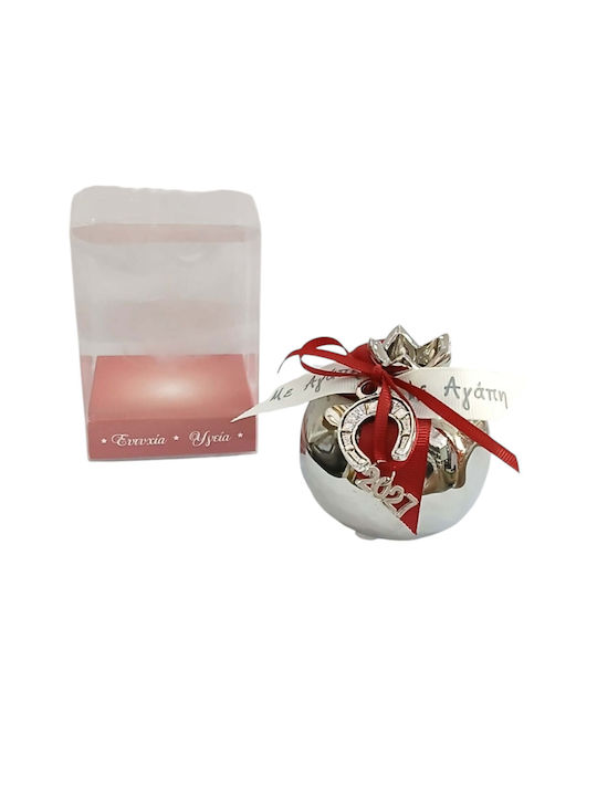 Kalliopi Silver Tabletop New Year's Lucky Charm Pomegranate Silver Ceramic 2027 7x7cm