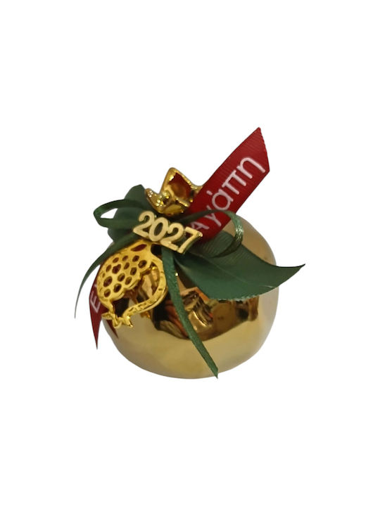Kalliopi Silver Tabletop New Year's Lucky Charm Pomegranate Gold Ceramic 2027 7x7cm
