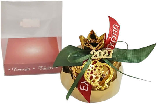 Kalliopi Silver Tabletop New Year's Lucky Charm Pomegranate Gold Ceramic 2027 7x7cm
