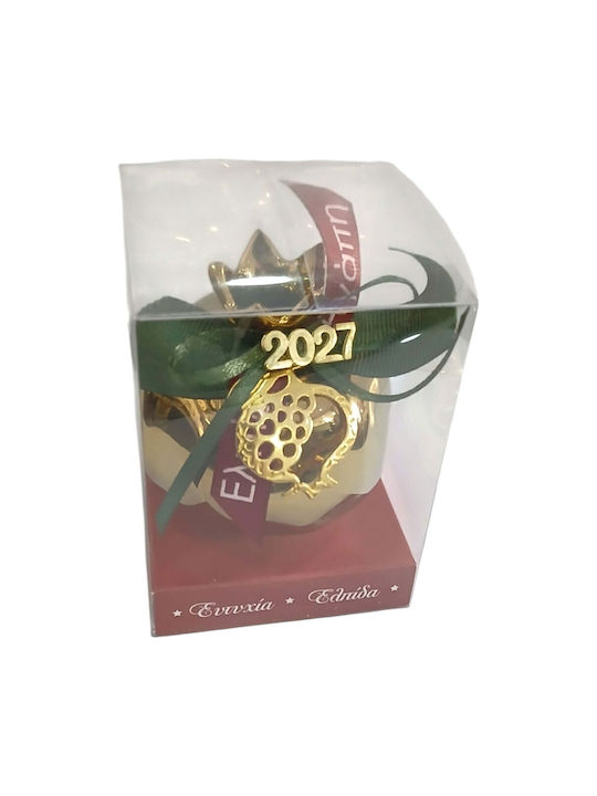 Kalliopi Silver Tabletop New Year's Lucky Charm Pomegranate Gold Ceramic 2027 7x7cm