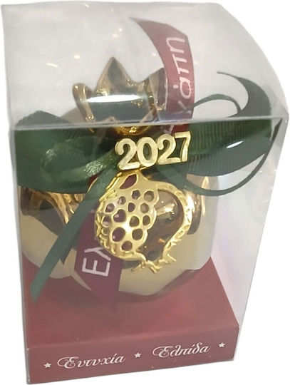 Kalliopi Silver Tabletop New Year's Lucky Charm Pomegranate Gold Ceramic 2027 7x7cm