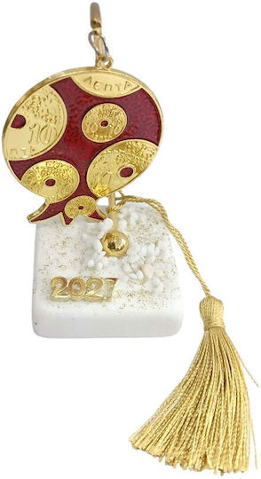 Kalliopi Silver Tabletop New Year's Lucky Charm Red Pomegranate Made of Stone 2027 5x11cm Kalliopi Silver Tabletop New Year's Lucky Charm Red Pomegranate Made of Stone 2027 5x11cm