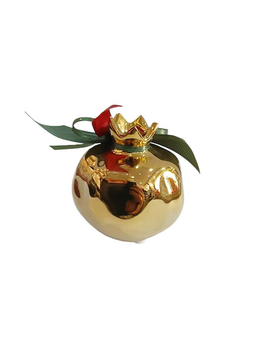 Kalliopi Silver Tabletop New Year's Lucky Charm Pomegranate Gold Ceramic 2027 7x7cm