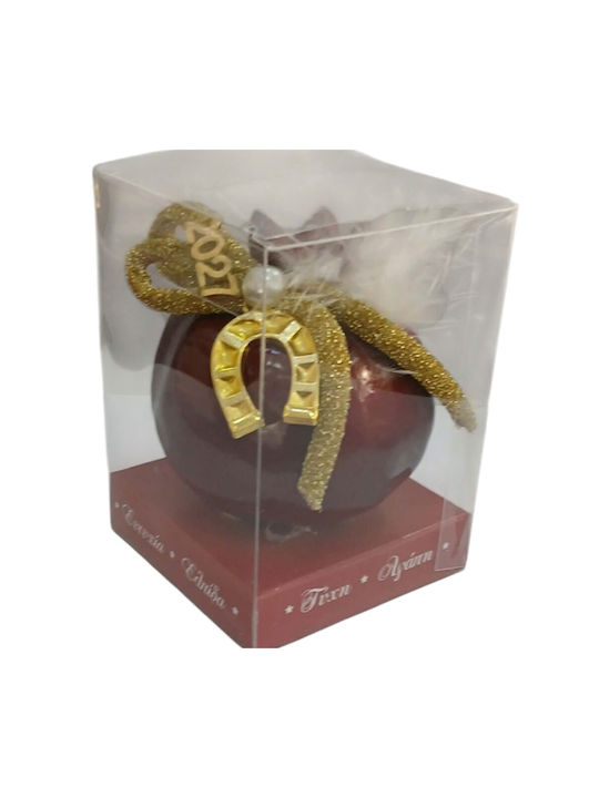 Kalliopi Silver Hanging New Year's Lucky Charm Pomegranate Red Ceramic 2027 7x7cm