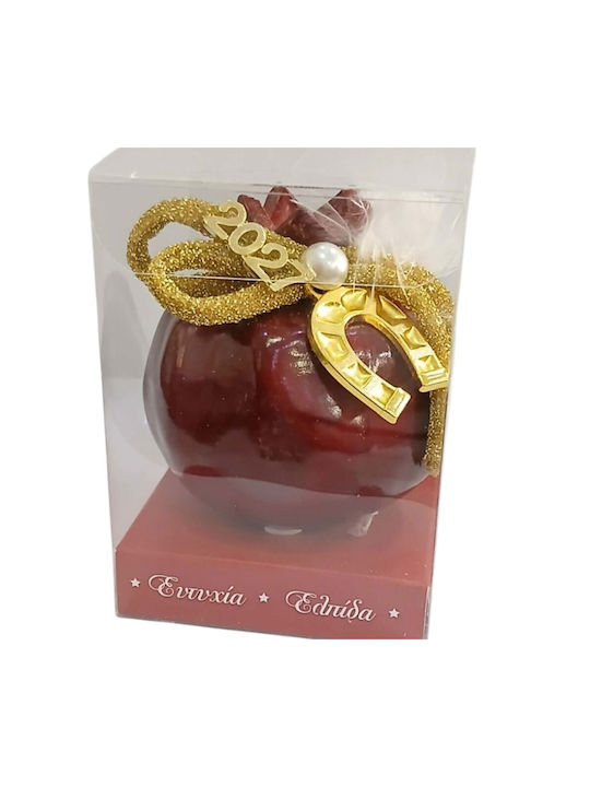 Kalliopi Silver Hanging New Year's Lucky Charm Pomegranate Red Ceramic 2027 7x7cm