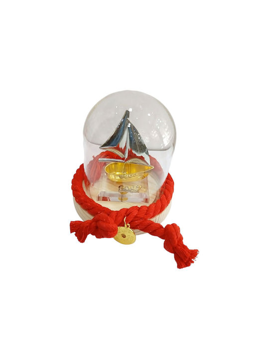 Kalliopi Silver Handmade Tabletop New Year's Lucky Charm Boat Gold Made of Glass 2027