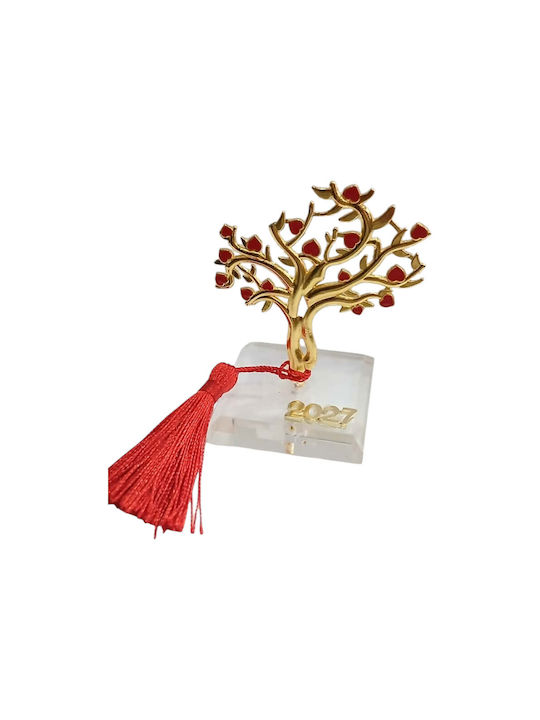 Kalliopi Silver Tabletop New Year's Lucky Charm Little Gold Tree Made of Plexiglass 2027 5x9cm