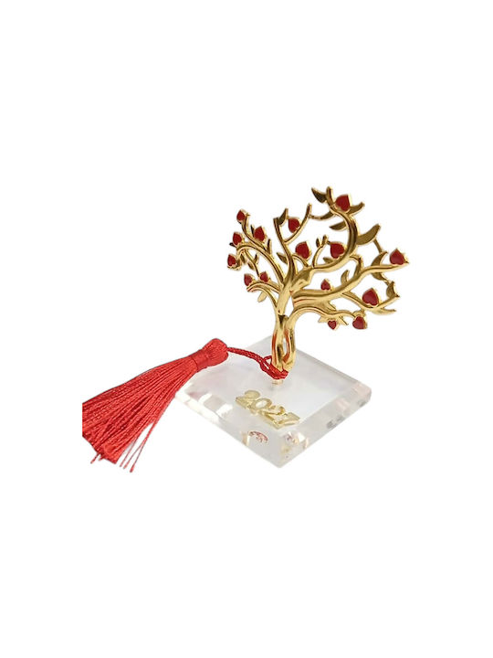 Kalliopi Silver Tabletop New Year's Lucky Charm Little Gold Tree Made of Plexiglass 2027 5x9cm