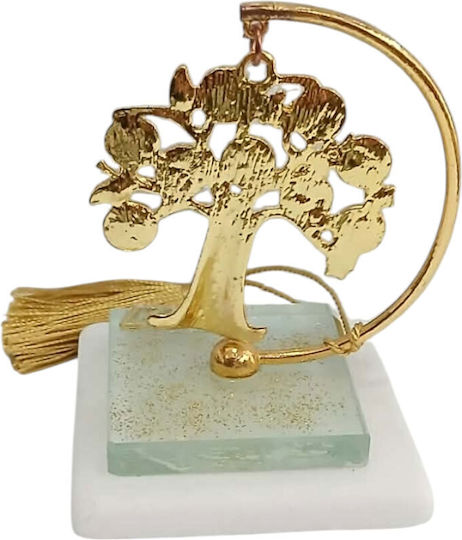 Kalliopi Silver Tabletop New Year's Lucky Charm Little Golden Tree Made of Stone 2027 7x11cm