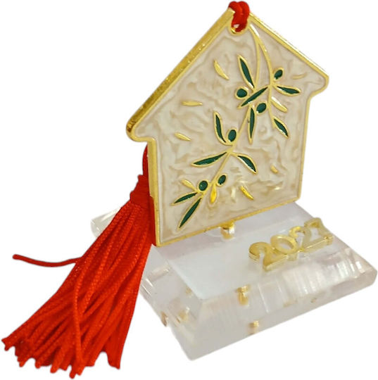 Kalliopi Silver Tabletop New Year's Lucky Charm Home Beige Made of Plexiglass 2027 5x5.7cm