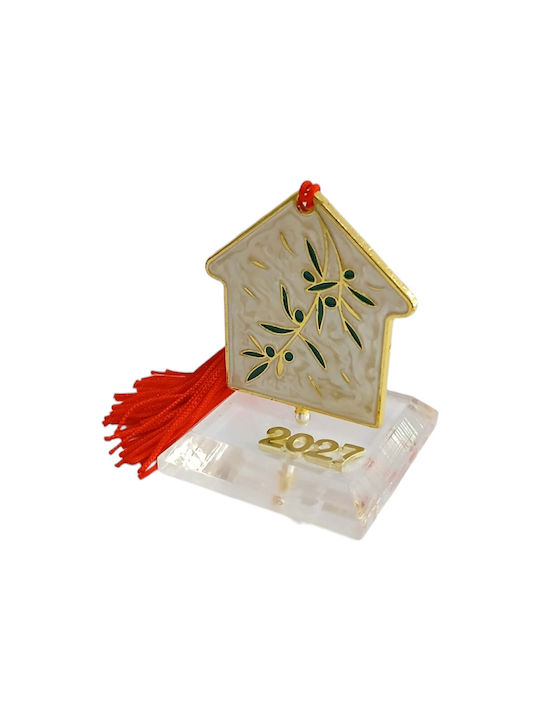 Kalliopi Silver Tabletop New Year's Lucky Charm Home Beige Made of Plexiglass 2027 5x5.7cm