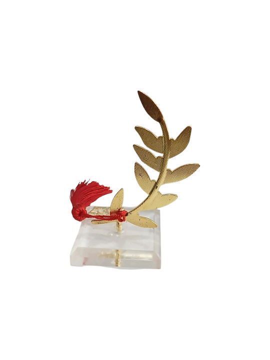 Kalliopi Silver Tabletop New Year's Lucky Charm Olive Branch Gold Made of Plexiglass 2027 5x9cm
