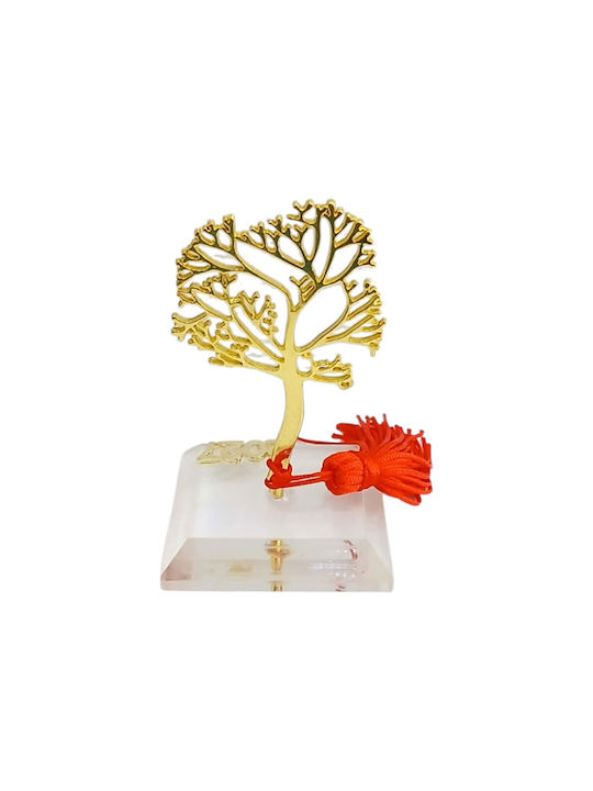 Kalliopi Silver Tabletop New Year's Lucky Charm Little Tree Gold Made of Plexiglass 2027 5x8cm