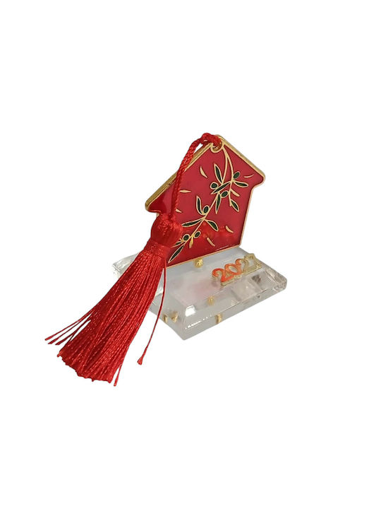 Kalliopi Silver Tabletop New Year's Lucky Charm Home Red Made of Plexiglass 2027 5x5.7cm