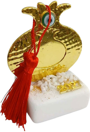 Kalliopi Silver Tabletop New Year's Lucky Charm Pomegranate Gold Stone 2027 5x9cm Kalliopi Silver Tabletop New Year's Lucky Charm Pomegranate Gold Stone 2027 5x9cm