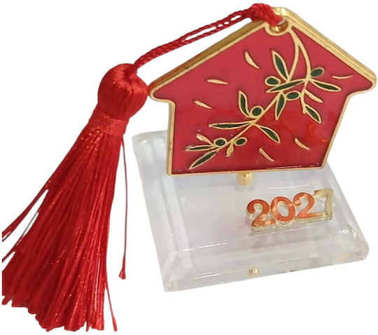 Kalliopi Silver Επιτραπέζιο Γούρι Σπίτι Κόκκινο από Πλεξιγκλάς 2027 5x5.7cm
