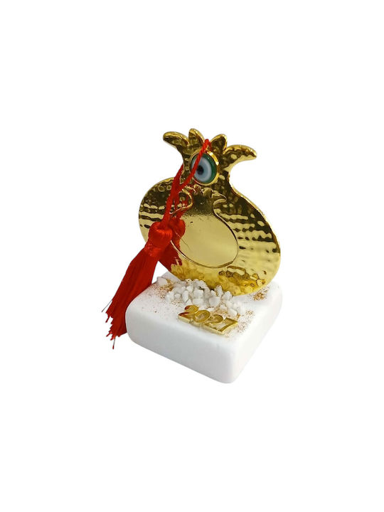 Kalliopi Silver Handgefertigter Glücksbringer-Typ Granatapfel Gold aus Stein 2027 5x9cm