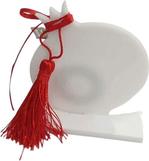 Kalliopi Silver Tabletop New Year's Lucky Charm White Pomegranate Made of Plexiglass 2027 8x9cm