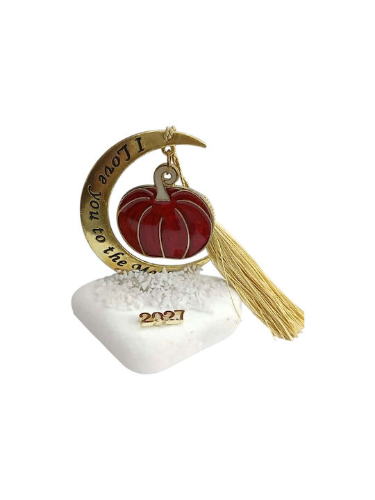 Kalliopi Silver Handmade Tabletop New Year's Lucky Charm Pumpkin Red Stone 2027