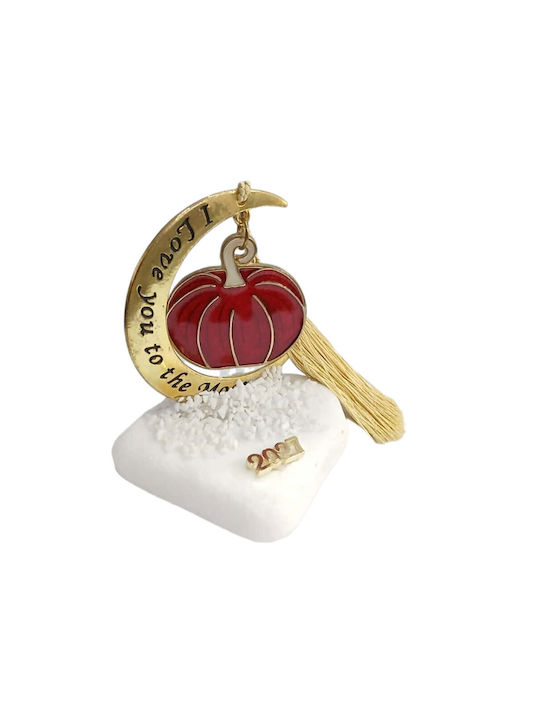 Kalliopi Silver Handmade Tabletop New Year's Lucky Charm Pumpkin Red Stone 2027