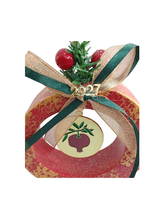 Kalliopi Silver Handgefertigter Hängender Glücksbringer Granatapfel Rot Keramik 2027 11x13cm