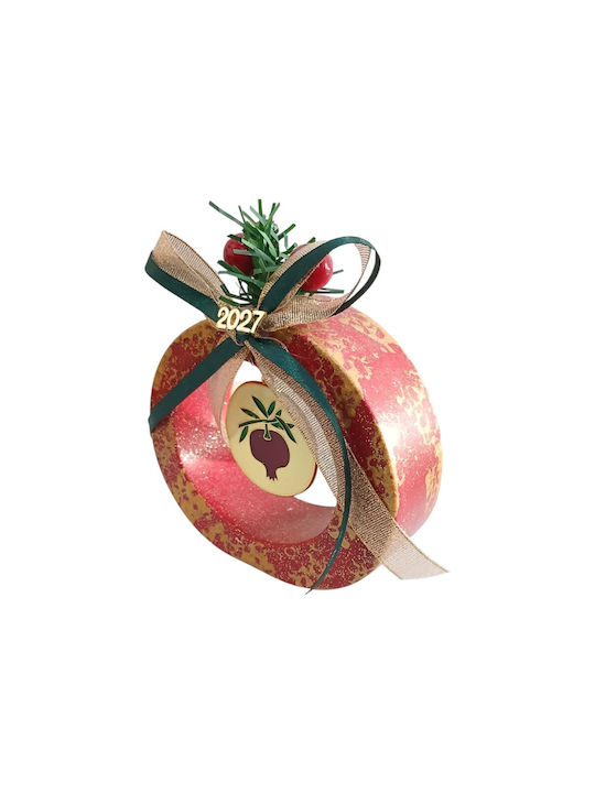 Kalliopi Silver Handgefertigter Hängender Glücksbringer Granatapfel Rot Keramik 2027 11x13cm