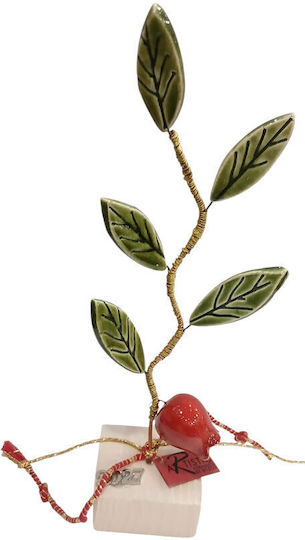Kalliopi Silver Handmade Tabletop New Year's Lucky Charm Pomegranate Red Ceramic 2027 5x21cm