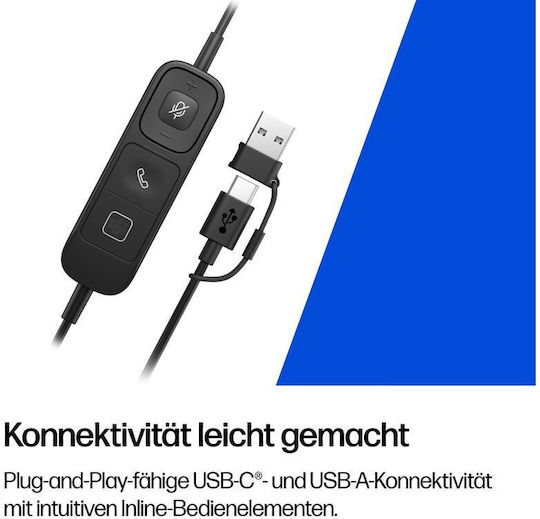 HP Poly Mission 625 On Ear Căști Multimedia cu Microfon și Conectivitate USB-A