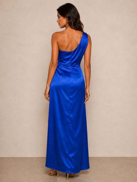 Summer Satin Slip Dress Blue