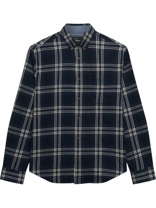 Short Sleeve Checked Navy Blue Shirt