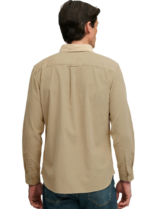 Classic Short Sleeve Corduroy Shirt Stone Wash Taupe Brown