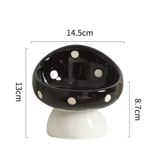Animal Ceramic Food & Water Bowl for Dog & Cat with Stand 200ml 14.5cm in Yellow Color