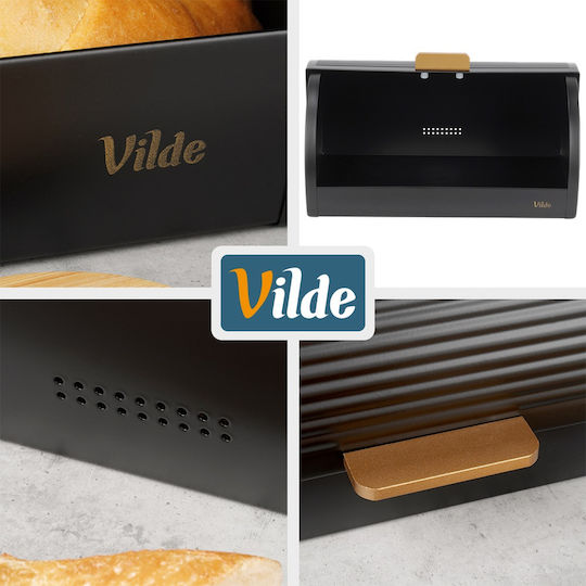 Vilde Brotkasten mit Deckel Metallisch Schwarze 39x28x18,5cm