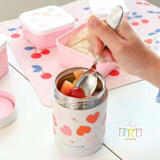 A Little Lovely Company Tritan Plastic Kids Thermos Water Bottle with Straw Non Spill Cherries 450ml