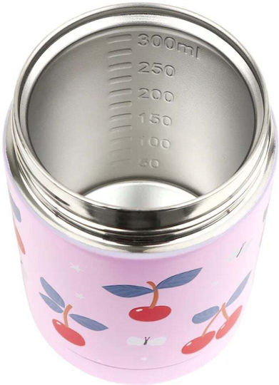 A Little Lovely Company Tritan Plastic Kids Thermos Water Bottle with Straw Non Spill Cherries 450ml