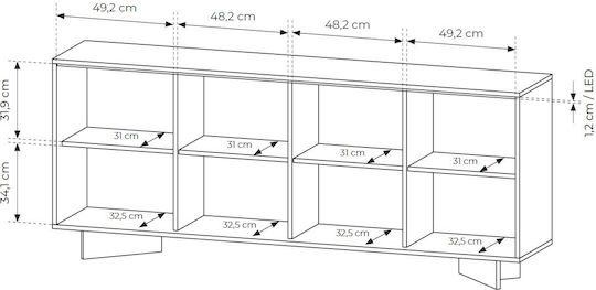 Буфет Semi Дървен Капучино 204x40x40см