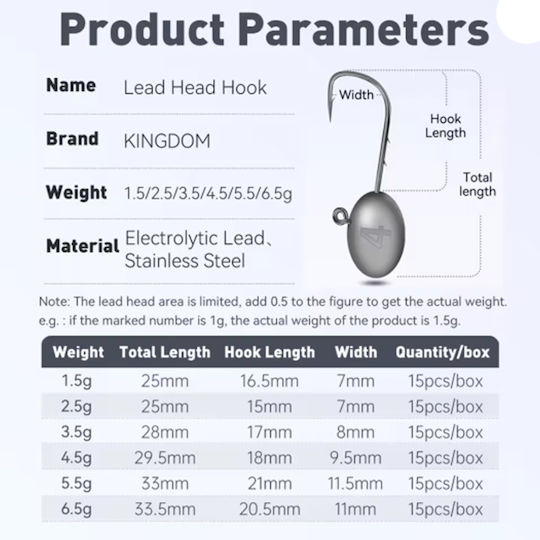 Kingdom Lead Head Hook Set 2.5gr